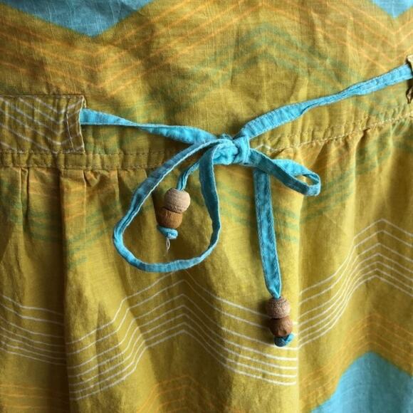 Roxy Teal Blue Yellow Chevron Pattern Skirt Size 9 - Picture 2 of 7